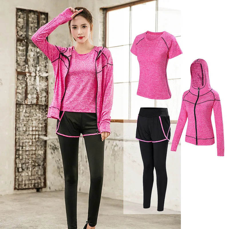 Sports 5pcs Running Set Women Sports Suit Yoga Tights Quick Dry Jogging Sportswear Workout Gym Fitness Running Tracksuit Clothes