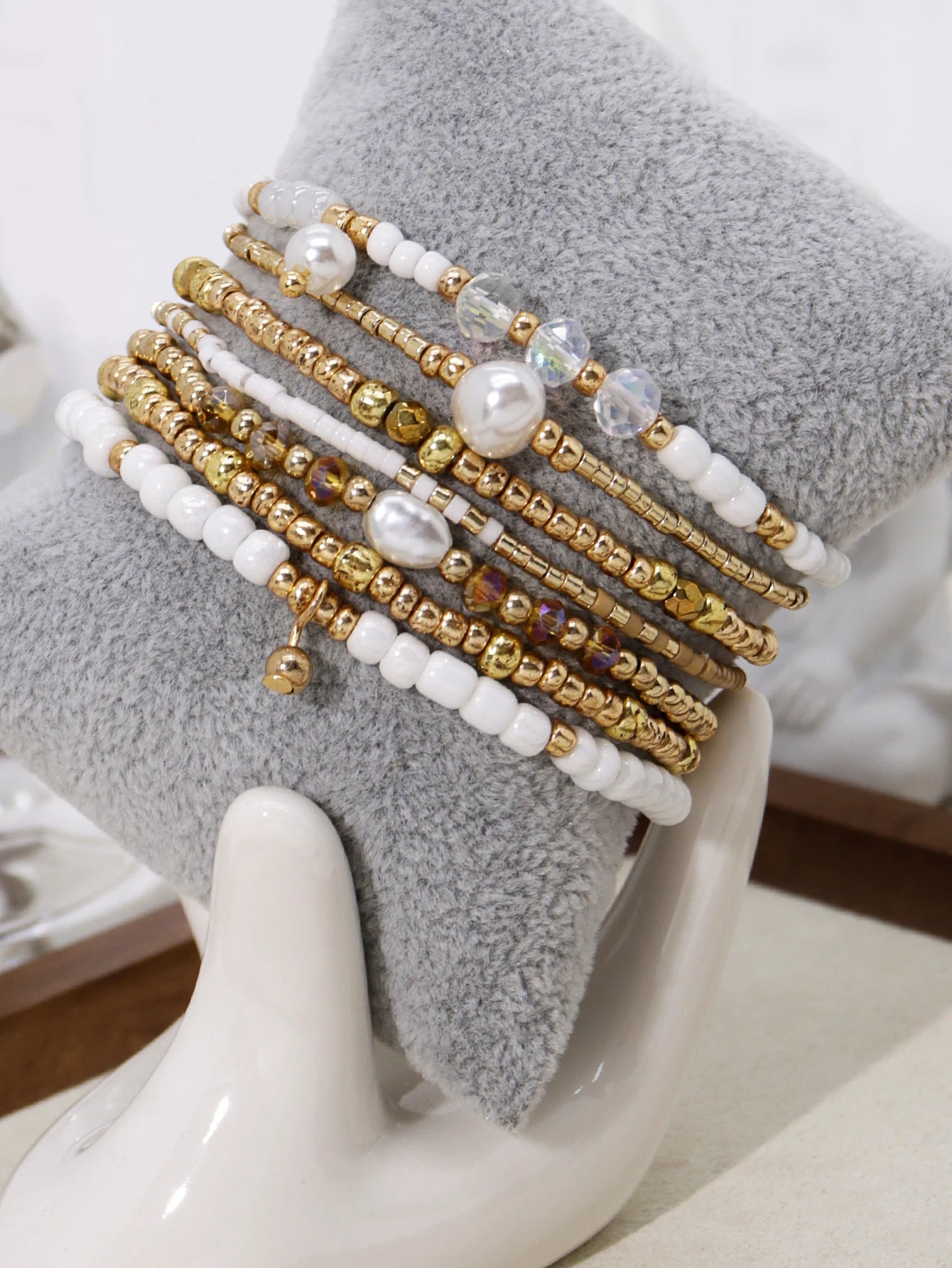 7PCS Bohemian Elastic Handmade Beaded multi-layer Stacked Women's Bracelet Set Party Jewelry Gift