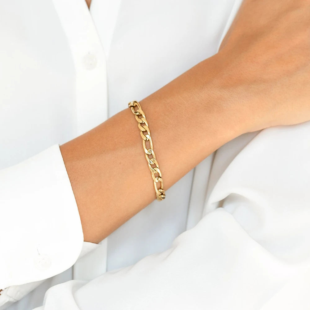 SUNIBI Classic Snake Chain Bracelets for Women Trend Fashion Stainless Steel Cuban Chain Bracelet Trendy Woman Gifts Jewelry