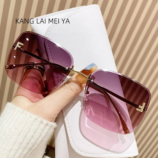 2025 New Metal Frameless Sunglasses Women's European and American Trendy Glasses