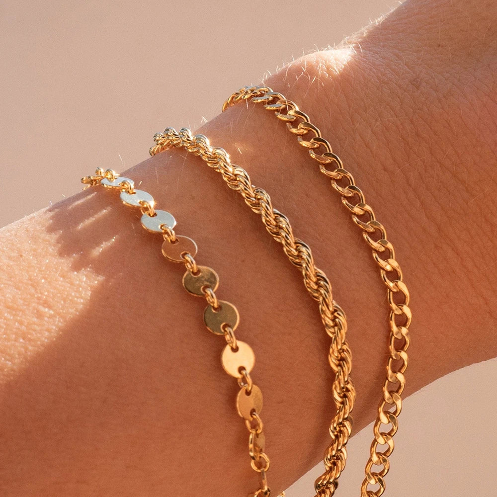 SUNIBI Classic Snake Chain Bracelets for Women Trend Fashion Stainless Steel Cuban Chain Bracelet Trendy Woman Gifts Jewelry