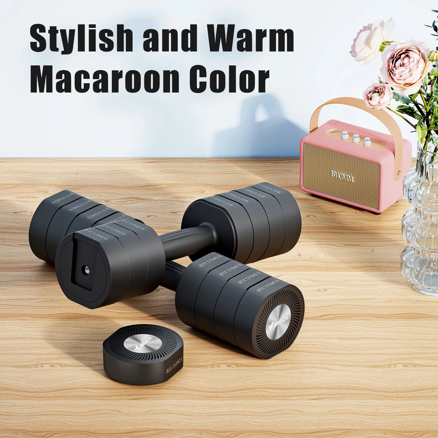 MERACH Adjustable Dumbbell Set of 2, 4 in 1 Hand Weights for Women at Home, Free Weights Dumbbells Each 2.2lb 4.4lb 6.6lb 8.8lb