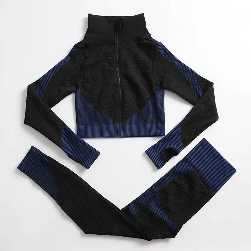Yoga Set Seamless Fitness Suit Gym Sets Seamless Legging Sport Top Bra Long Sleeve Workout Clothing For Women's Tracksuit Outfit