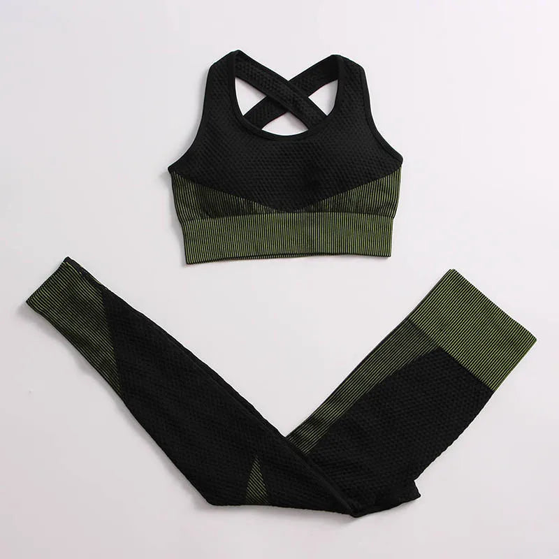 Yoga Set Seamless Fitness Suit Gym Sets Seamless Legging Sport Top Bra Long Sleeve Workout Clothing For Women's Tracksuit Outfit