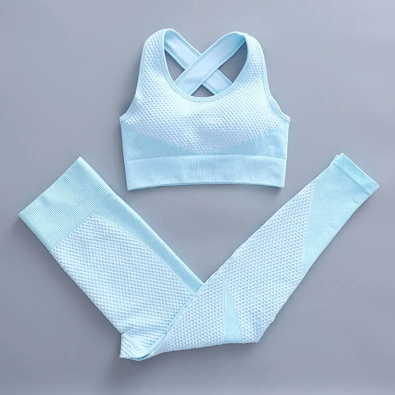Yoga Set Seamless Fitness Suit Gym Sets Seamless Legging Sport Top Bra Long Sleeve Workout Clothing For Women's Tracksuit Outfit