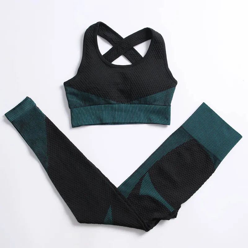 Yoga Set Seamless Fitness Suit Gym Sets Seamless Legging Sport Top Bra Long Sleeve Workout Clothing For Women's Tracksuit Outfit