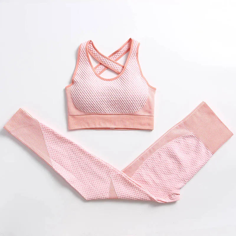 Yoga Set Seamless Fitness Suit Gym Sets Seamless Legging Sport Top Bra Long Sleeve Workout Clothing For Women's Tracksuit Outfit