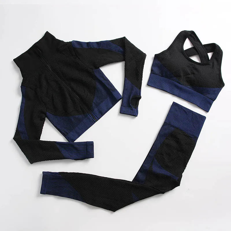 Yoga Set Seamless Fitness Suit Gym Sets Seamless Legging Sport Top Bra Long Sleeve Workout Clothing For Women's Tracksuit Outfit