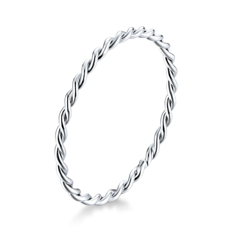 BAMOER Solid 925 Sterling Silver Eternity Bead Wedding Band Ring, Minimalist Thin Chic Statement Band Ring Comfort Fit