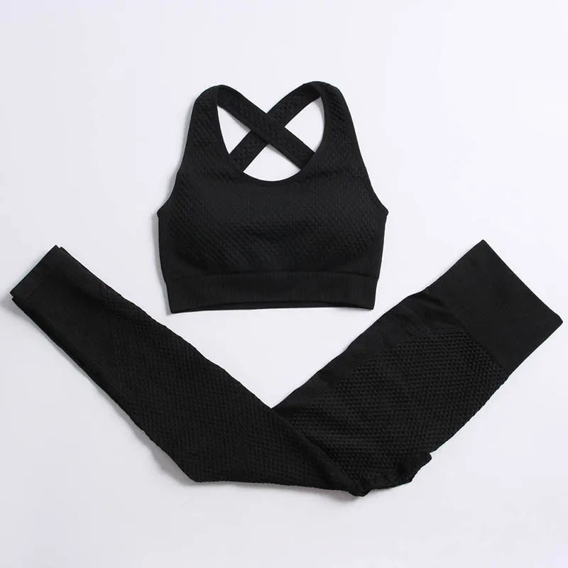 Yoga Set Seamless Fitness Suit Gym Sets Seamless Legging Sport Top Bra Long Sleeve Workout Clothing For Women's Tracksuit Outfit