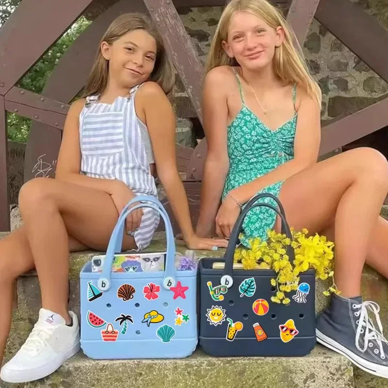 Silicone Bogg Bags Accessories DIY Summer Decoration Charms Women Beach Tote Handbag Random Pairing Decorative Buckles Inserts