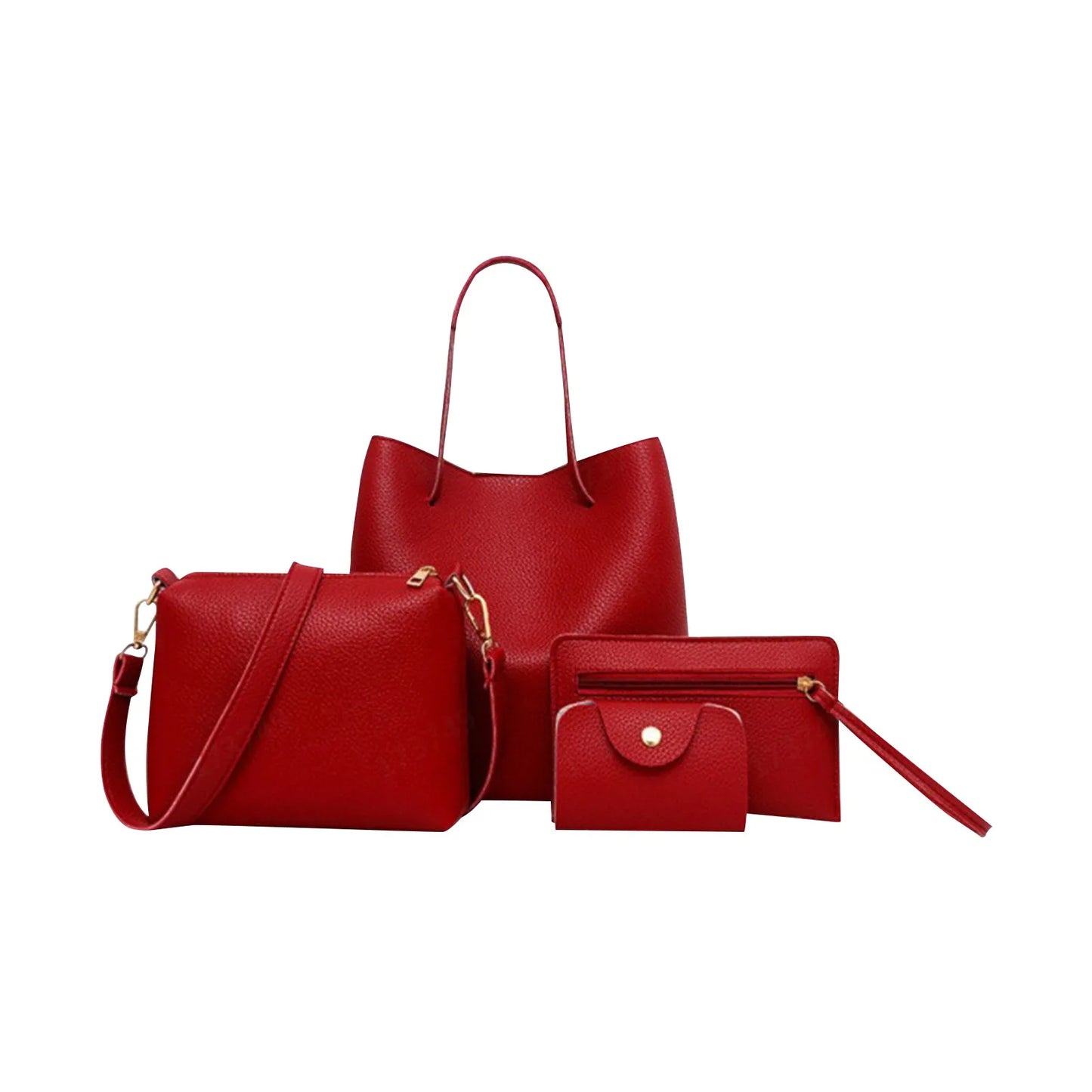 4pcs Women Lady Fashion Handbag Shoulder Bags Tote Purse Messenger Satchel Set Bag Crossbody Card Case Holder Wallet For Girls