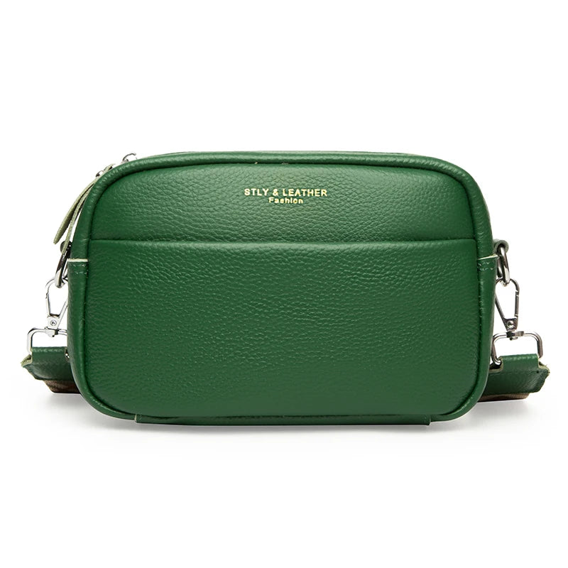 New Vintage Crossbody Cowhide Cell Phone Shoulder Bag Genuine Leather Messenger Bags Fashion Daily Use For Women Wallet HandBags