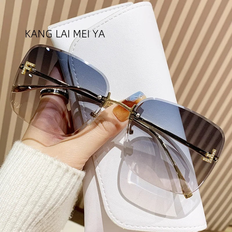 2025 New Metal Frameless Sunglasses Women's European and American Trendy Glasses