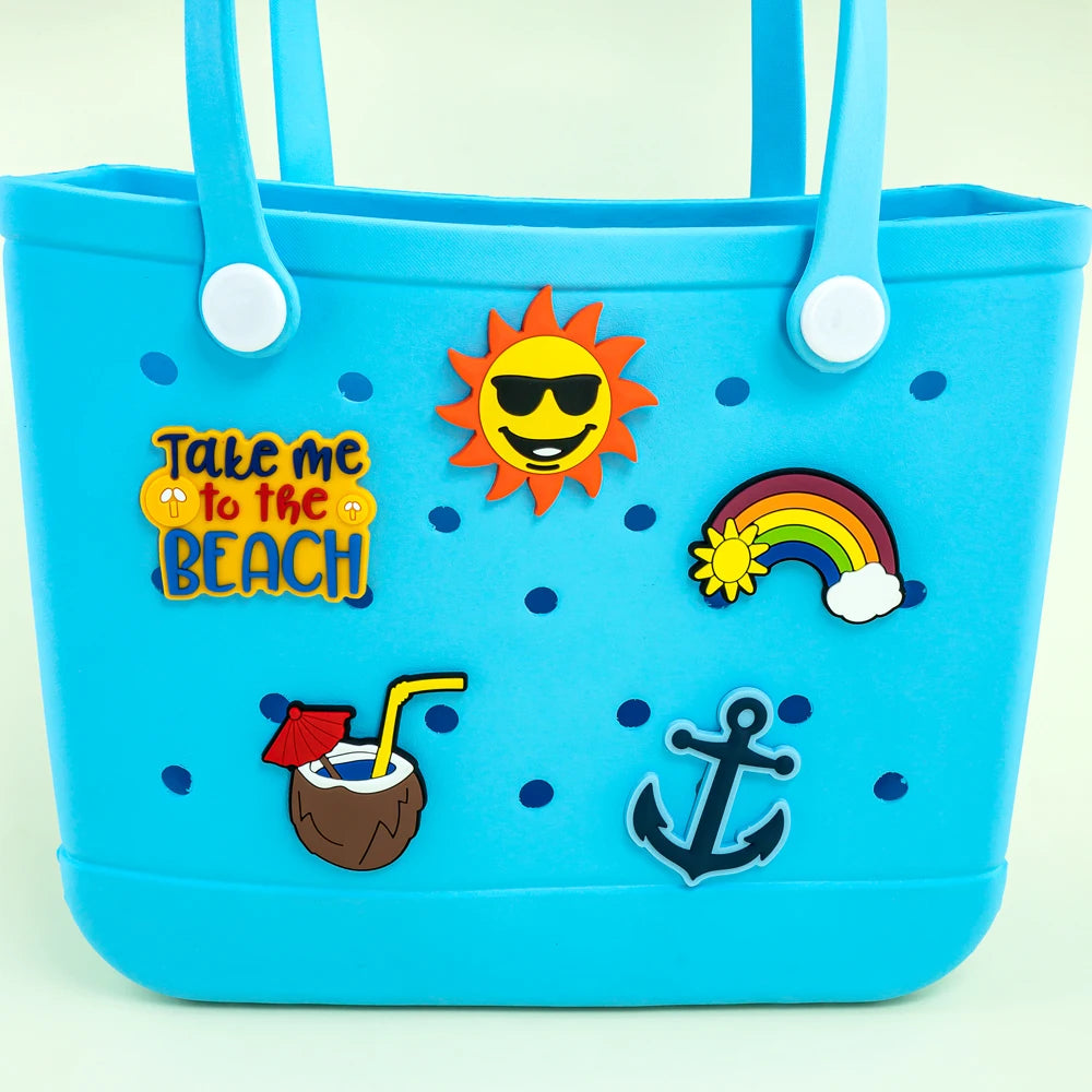 1pcs Rose MOM Lift Charms For Beach Bag Accessories Sunflower Rainbow Handbag Decoration Beach Duck Tote Bag Accessories
