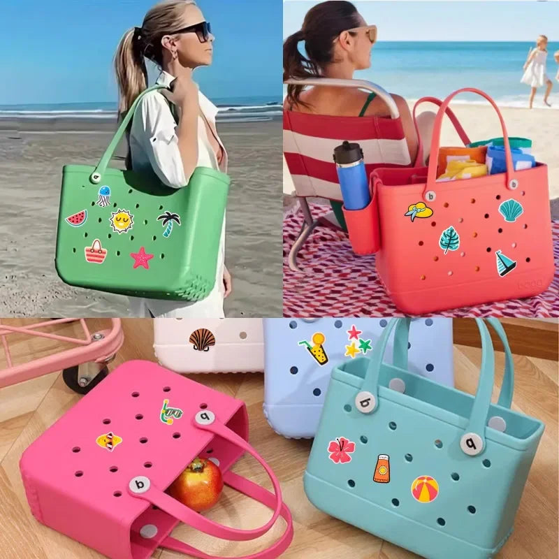 Silicone Bogg Bags Accessories DIY Summer Decoration Charms Women Beach Tote Handbag Random Pairing Decorative Buckles Inserts