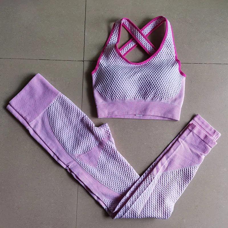 Yoga Set Seamless Fitness Suit Gym Sets Seamless Legging Sport Top Bra Long Sleeve Workout Clothing For Women's Tracksuit Outfit