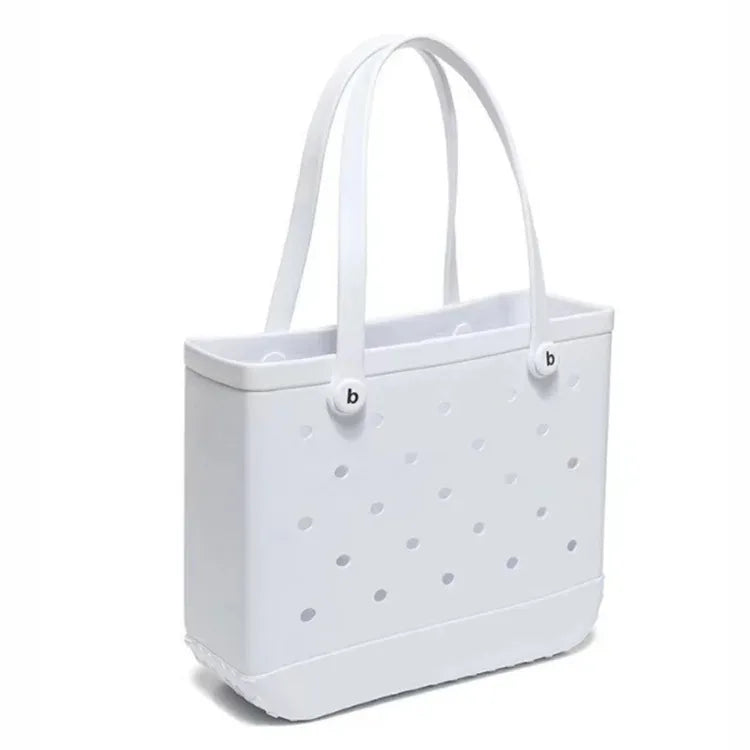 M/L/XL Beach Bag Fashion EVA Waterproof Rubber Picnic Storage Basket Travel Shopping Handbag Women Shoulder Solid Color Tote Bag
