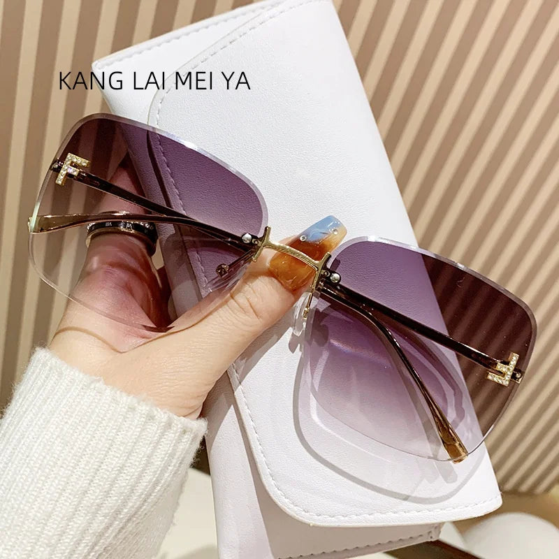 2025 New Metal Frameless Sunglasses Women's European and American Trendy Glasses
