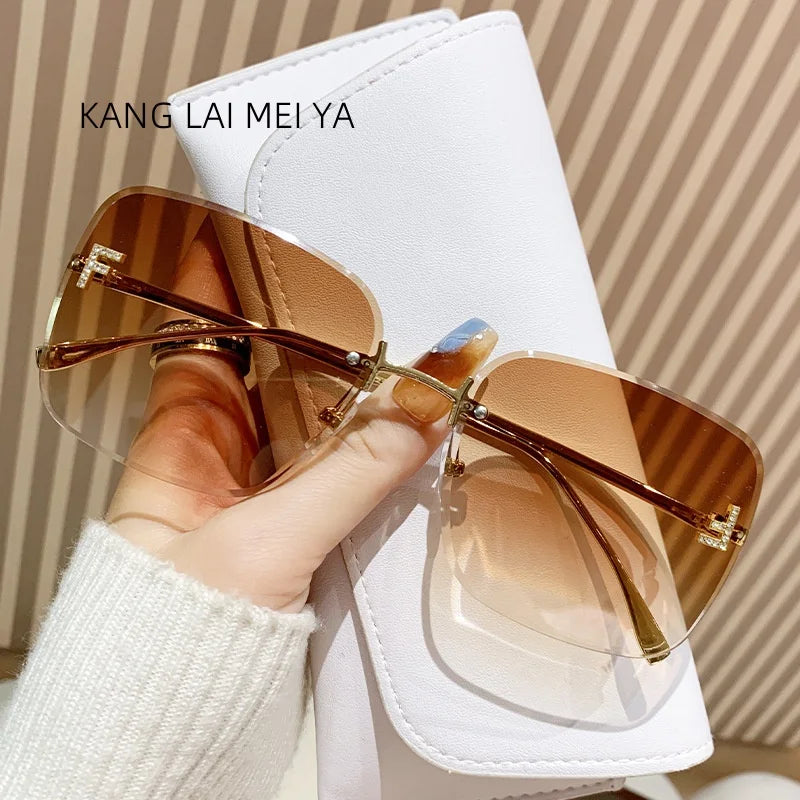2025 New Metal Frameless Sunglasses Women's European and American Trendy Glasses