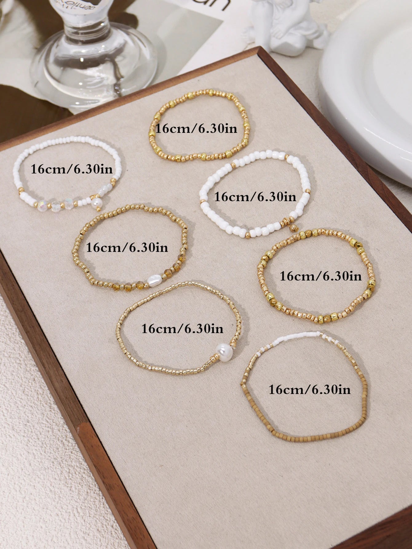 7PCS Bohemian Elastic Handmade Beaded multi-layer Stacked Women's Bracelet Set Party Jewelry Gift