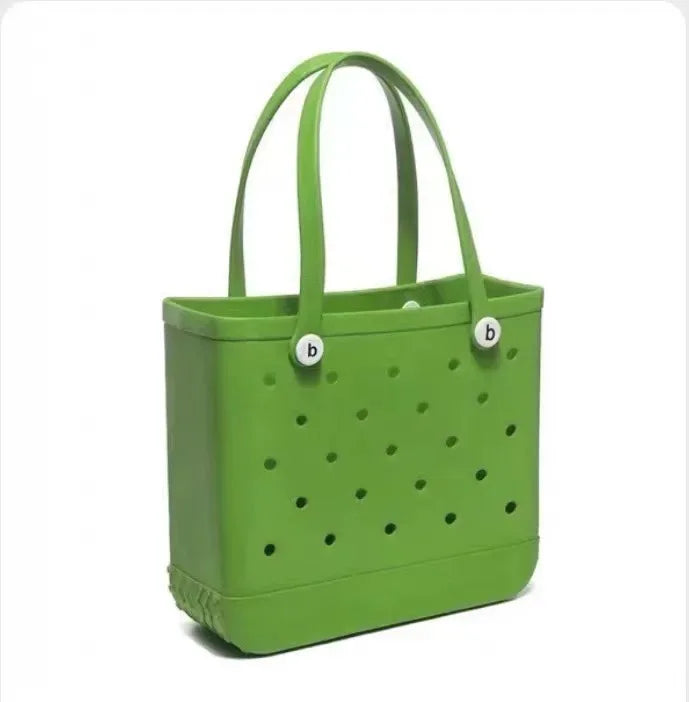 M/L/XL Beach Bag Fashion EVA Waterproof Rubber Picnic Storage Basket Travel Shopping Handbag Women Shoulder Solid Color Tote Bag