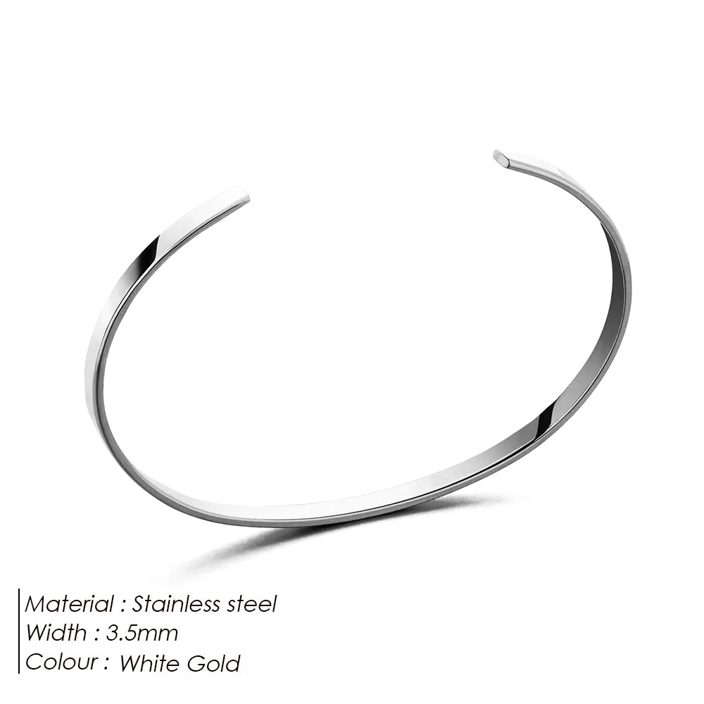 ELANDIS Stainless Steel Open Bangle Minimalist Men's Jewelry Fashion Platinum Bracelet Popular Couple Holiday Gift