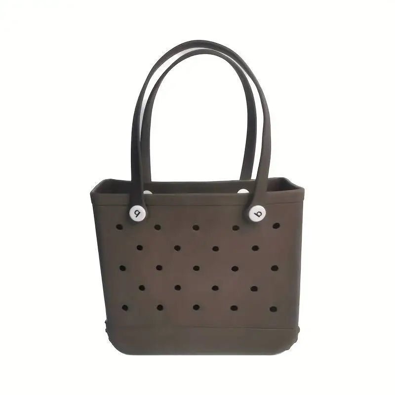 M/L/XL Beach Bag Fashion EVA Waterproof Rubber Picnic Storage Basket Travel Shopping Handbag Women Shoulder Solid Color Tote Bag