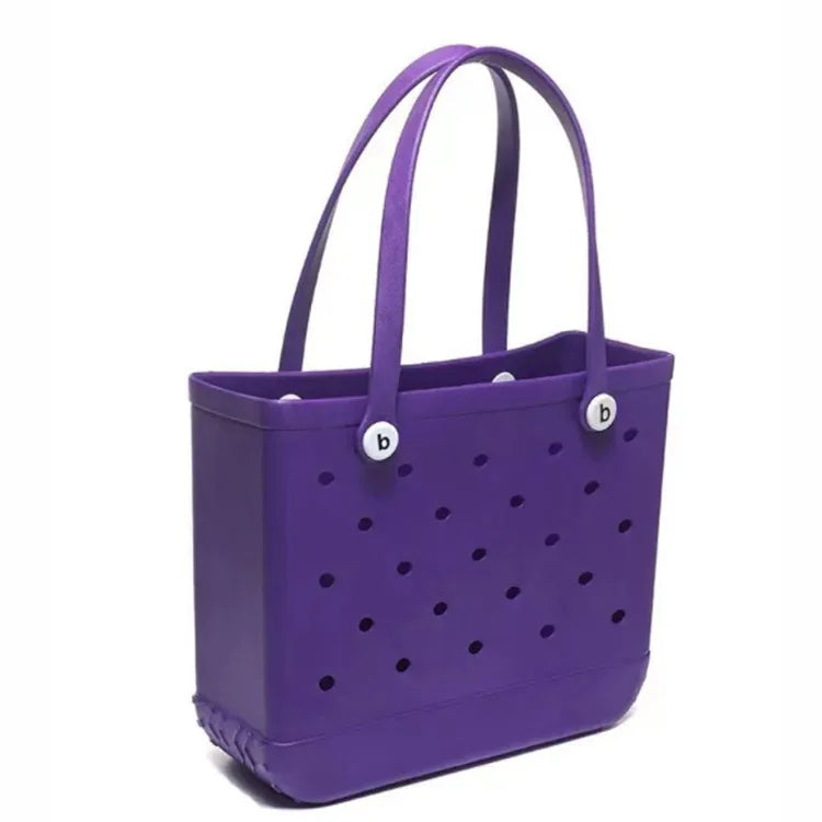 M/L/XL Beach Bag Fashion EVA Waterproof Rubber Picnic Storage Basket Travel Shopping Handbag Women Shoulder Solid Color Tote Bag