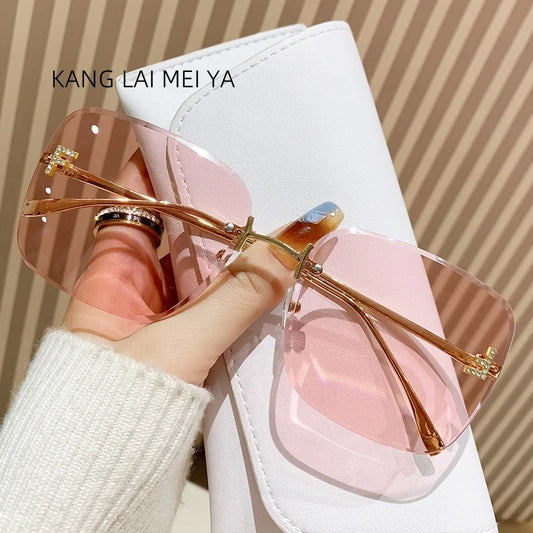 2025 New Metal Frameless Sunglasses Women's European and American Trendy Glasses