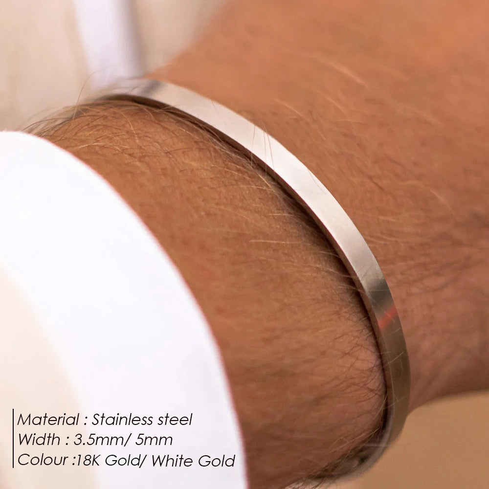 ELANDIS Stainless Steel Open Bangle Minimalist Men's Jewelry Fashion Platinum Bracelet Popular Couple Holiday Gift