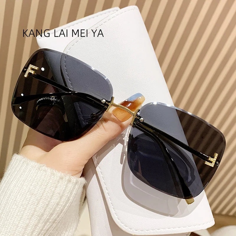 2025 New Metal Frameless Sunglasses Women's European and American Trendy Glasses