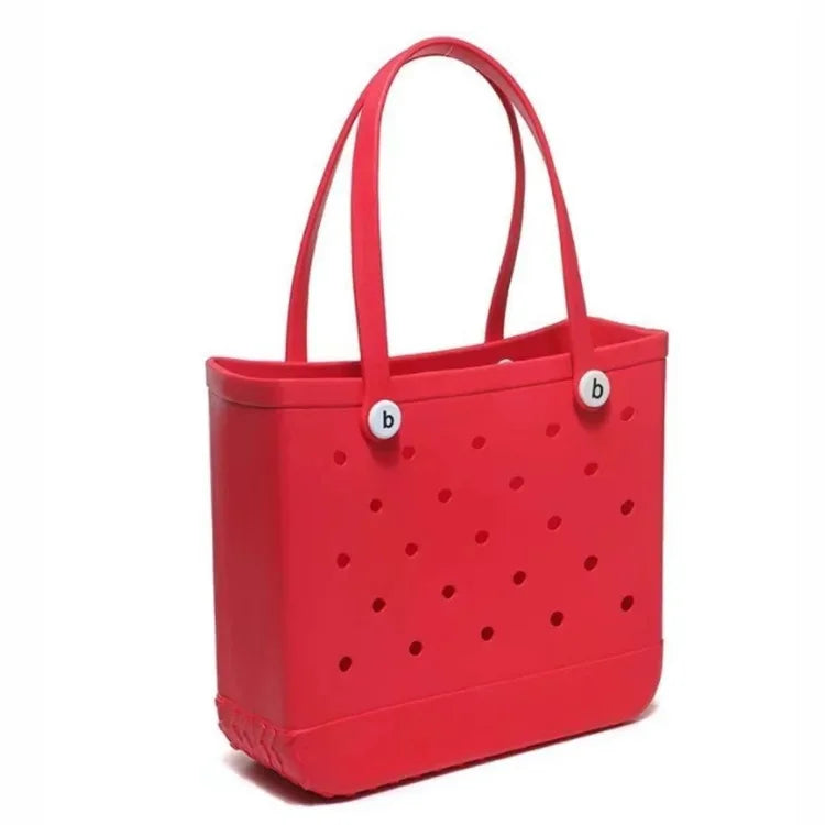 M/L/XL Beach Bag Fashion EVA Waterproof Rubber Picnic Storage Basket Travel Shopping Handbag Women Shoulder Solid Color Tote Bag