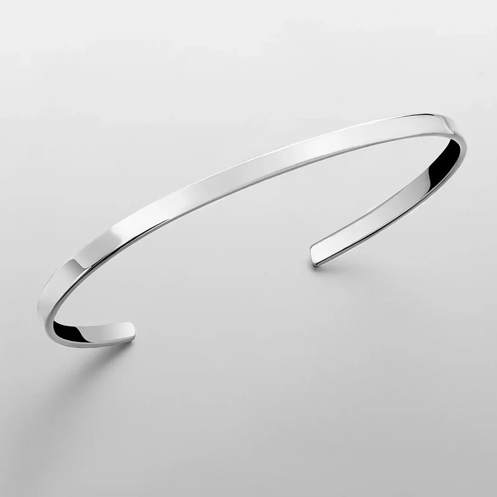 ELANDIS Stainless Steel Open Bangle Minimalist Men's Jewelry Fashion Platinum Bracelet Popular Couple Holiday Gift