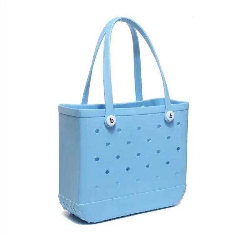 M/L/XL Beach Bag Fashion EVA Waterproof Rubber Picnic Storage Basket Travel Shopping Handbag Women Shoulder Solid Color Tote Bag