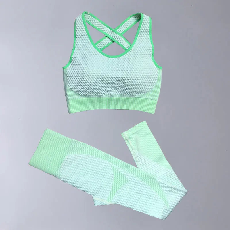 Yoga Set Seamless Fitness Suit Gym Sets Seamless Legging Sport Top Bra Long Sleeve Workout Clothing For Women's Tracksuit Outfit