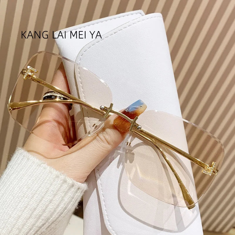 2025 New Metal Frameless Sunglasses Women's European and American Trendy Glasses