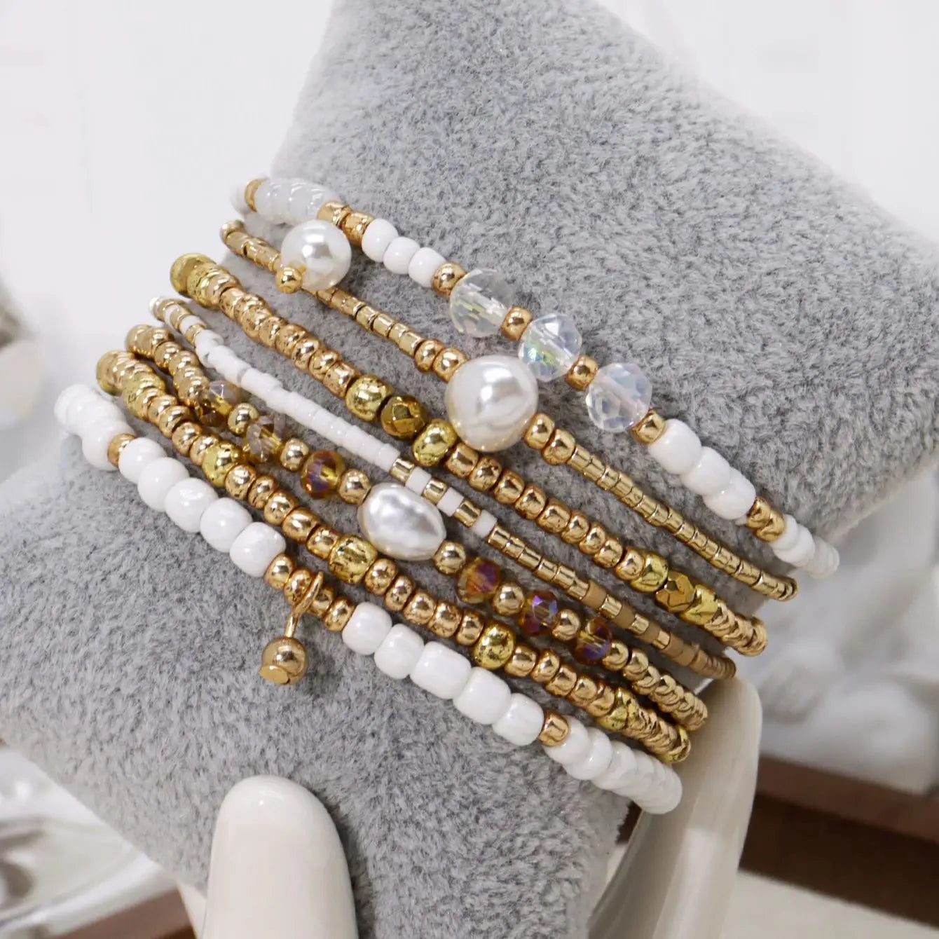 7PCS Bohemian Elastic Handmade Beaded multi-layer Stacked Women's Bracelet Set Party Jewelry Gift