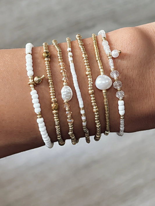 7PCS Bohemian Elastic Handmade Beaded multi-layer Stacked Women's Bracelet Set Party Jewelry Gift