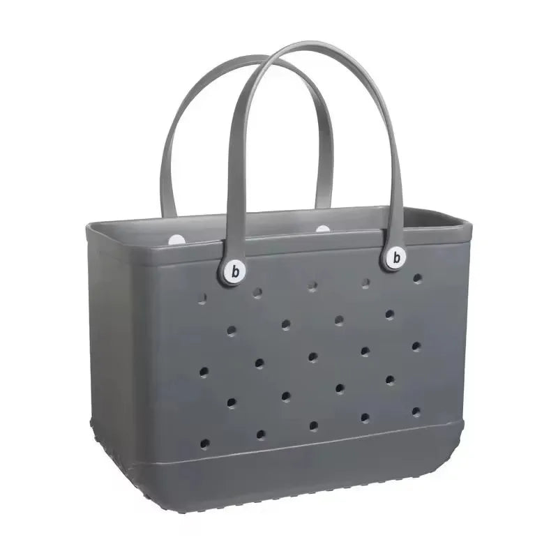 M/L/XL Beach Bag Fashion EVA Waterproof Rubber Picnic Storage Basket Travel Shopping Handbag Women Shoulder Solid Color Tote Bag