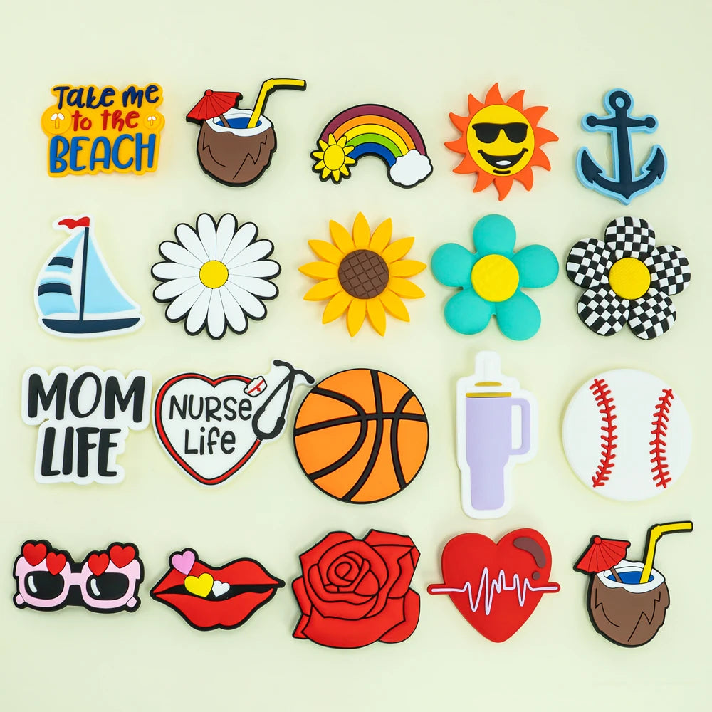 1pcs Rose MOM Lift Charms For Beach Bag Accessories Sunflower Rainbow Handbag Decoration Beach Duck Tote Bag Accessories