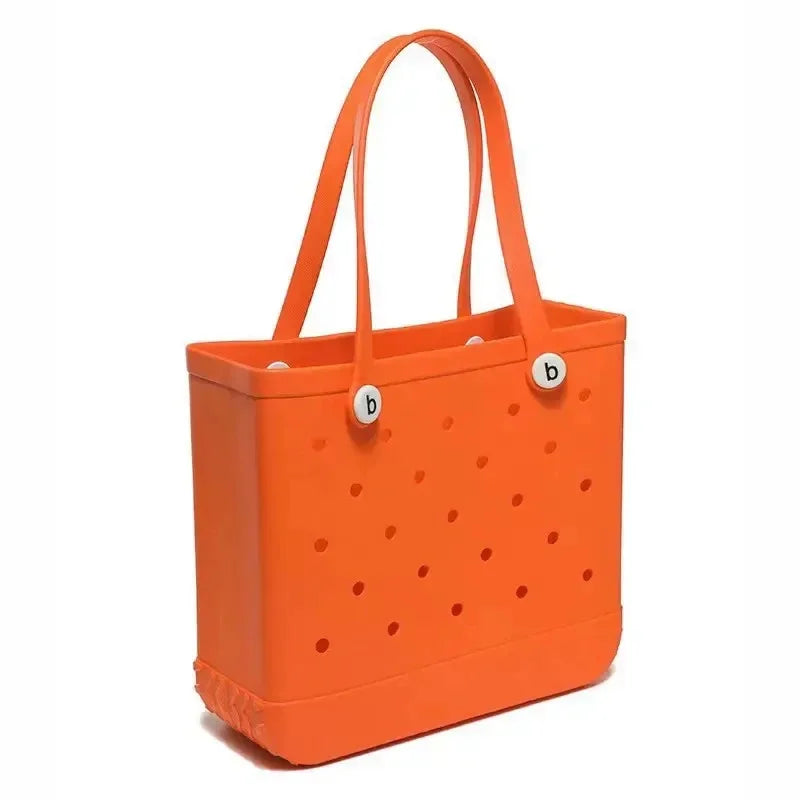 M/L/XL Beach Bag Fashion EVA Waterproof Rubber Picnic Storage Basket Travel Shopping Handbag Women Shoulder Solid Color Tote Bag