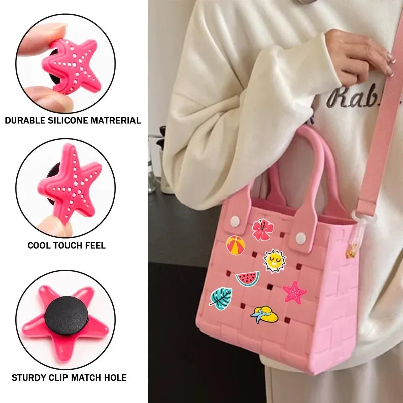 Silicone Bogg Bags Accessories DIY Summer Decoration Charms Women Beach Tote Handbag Random Pairing Decorative Buckles Inserts