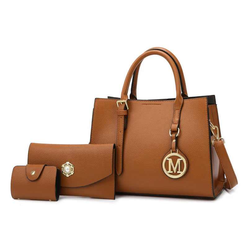 3 Piece Or 1 Set Casual Tote Vintage Ladies Hand Bag PU Leather Luxury Handbags Women Designer Bags for Women Sac A Main Femme